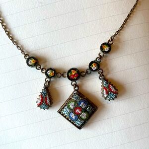 Vintage/Antique Italian Micromosaic Floral Necklace